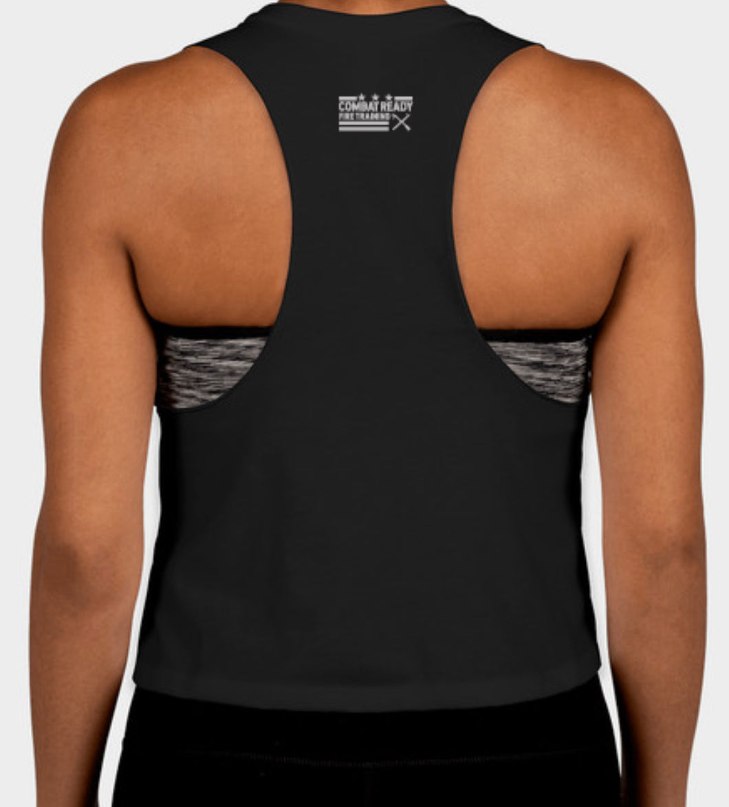 Crop Racerback "Failure is not an Option" Soft TANK - black frost color