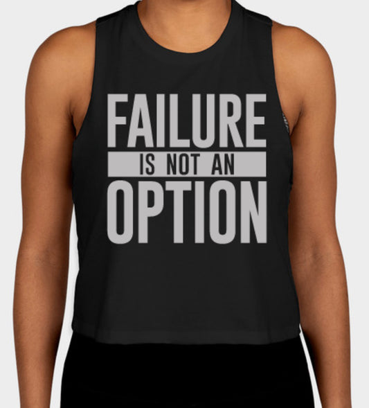 Crop Racerback "Failure is not an Option" Soft TANK - black frost color